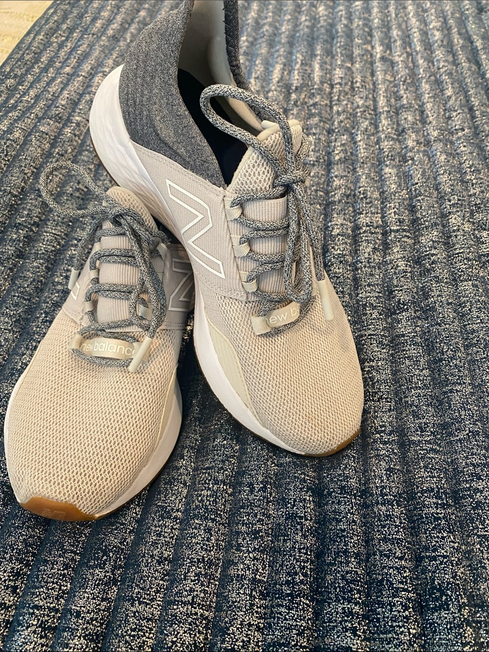 New Balance Light Gray and Charcoal Knit Sneakers